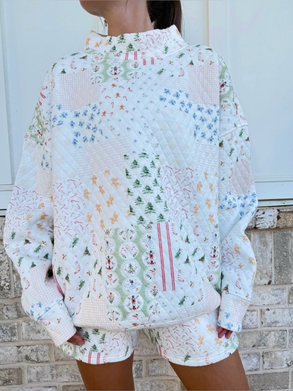 Sunkissed Coconut Christmas Holiday Quilted Mockneck Sweatshirt